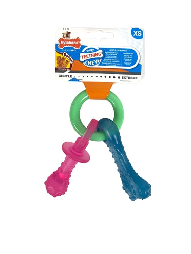 Nylabone Puppy Chew Bijtring Speen / Bot Puppyspeelgoed Bacon